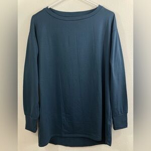 LuLaRoe Women’s Nora Long-Sleeve Top in a Dark Muted Blue-Toned Teal Size XS